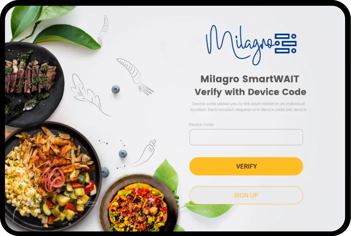 Milagro smartWAIT verify with device code